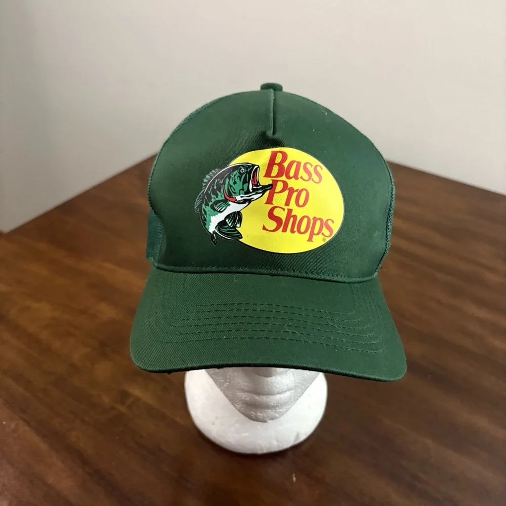 Bass Pro Shops Dark Green Cap with Yellow Logo NWOT Trucker Mens Hat
